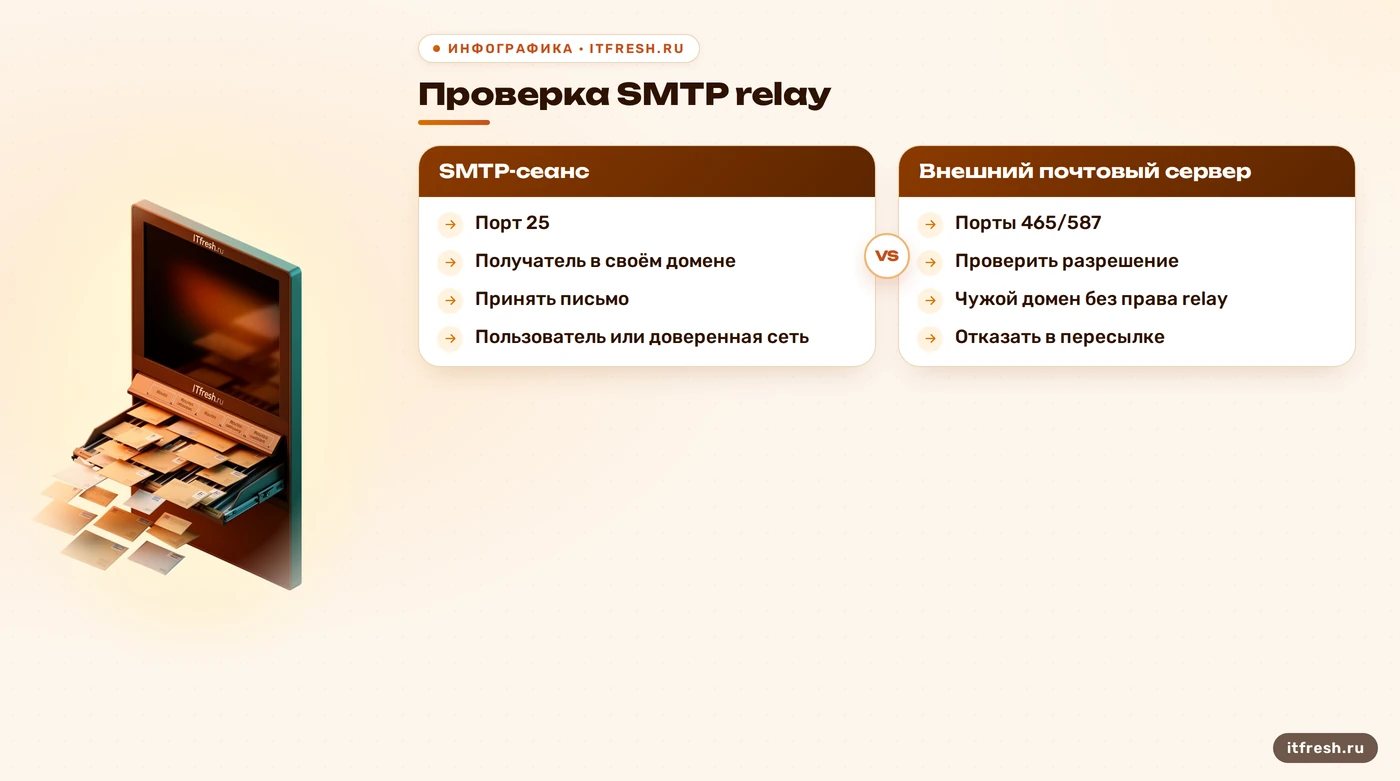 Дерево проверки SMTP relay для входящей почты и пользовательской отправки