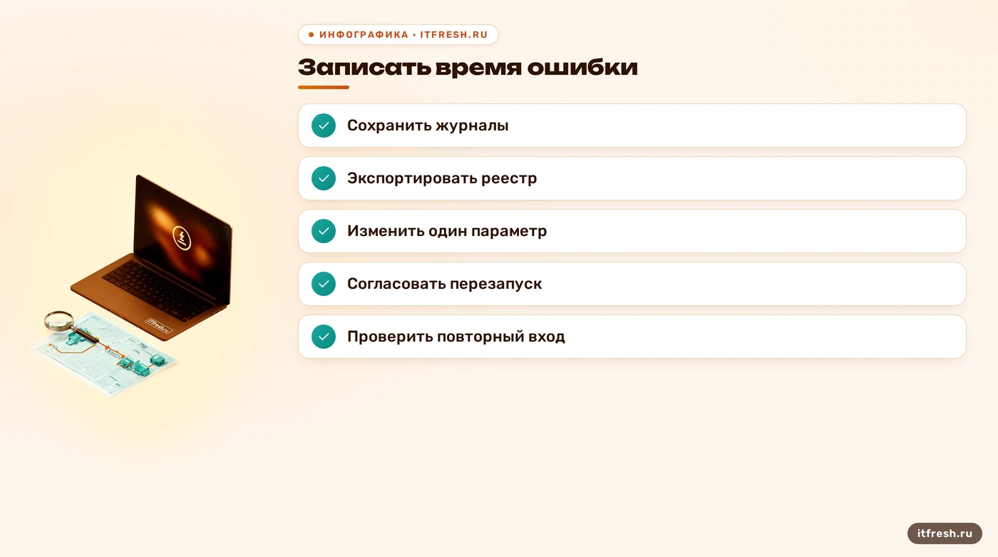 Чек-лист безопасной диагностики ошибки подключения RDP