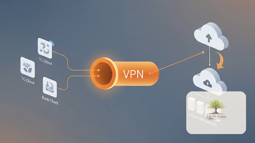 VPN-зависимые приложения в корпсети: failover для 1С-Облака и банк-клиентов