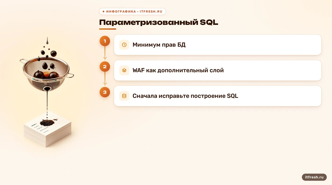 Три уровня снижения риска SQL-инъекции