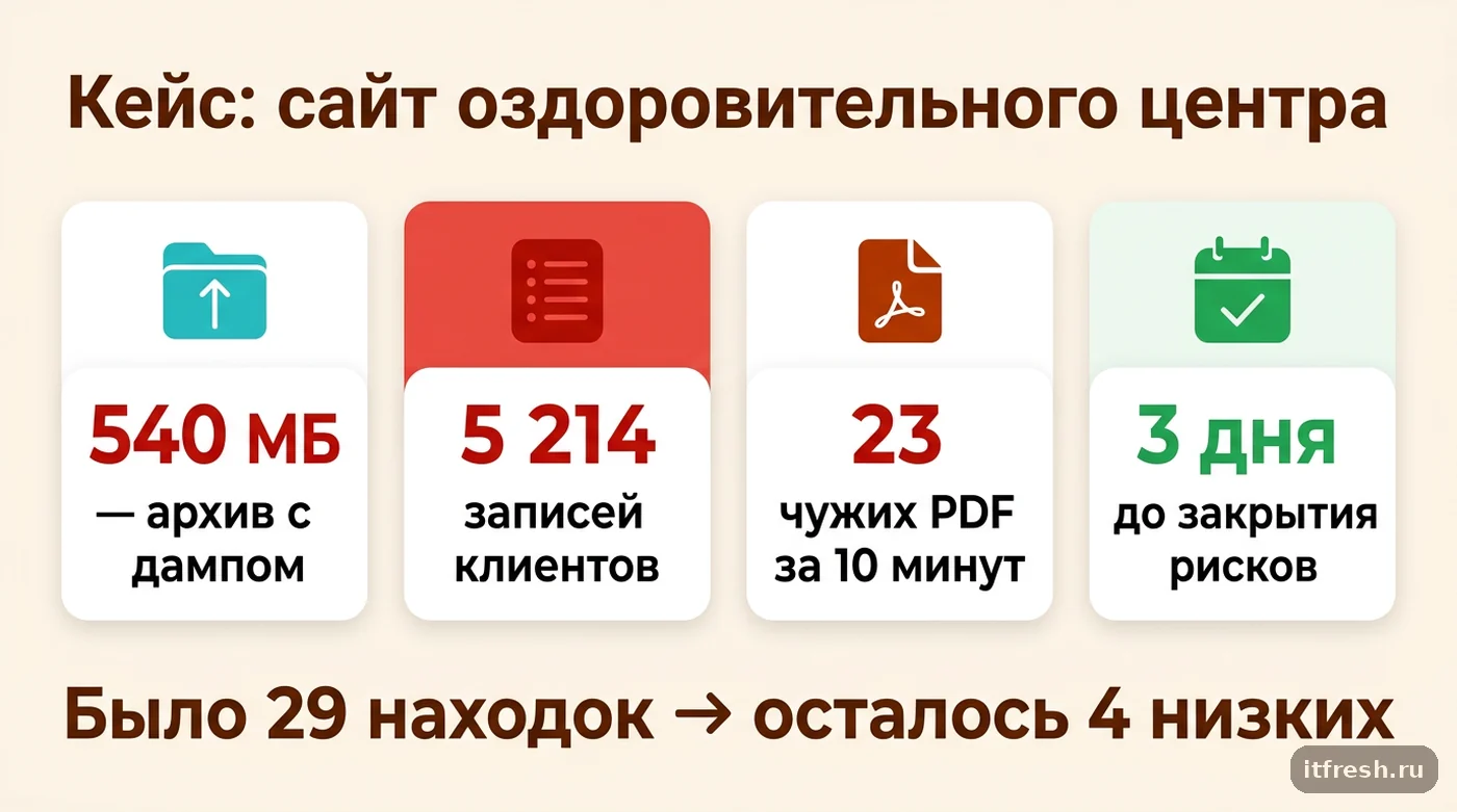 Цифры кейса аудита сайта: публичный архив, IDOR в личном кабинете, сроки исправления