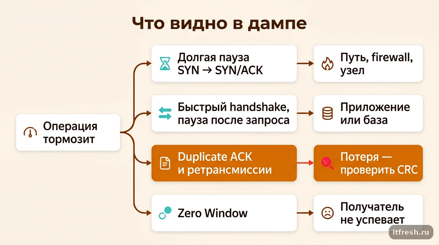 Дерево решений: как по дампу Wireshark отличить проблему сети от проблемы приложения