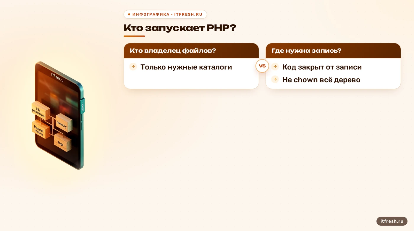 Порядок проверки владельца и прав файлов WordPress