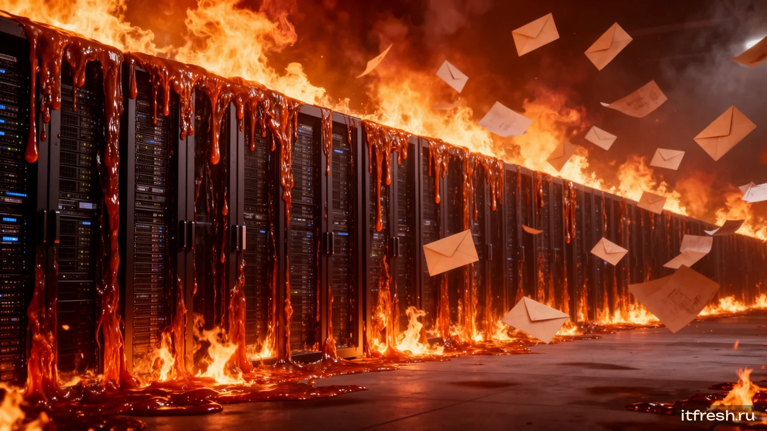 Облачный дата-центр плавится — и вместе с ним ваша переписка — кинокадр FLUX.2