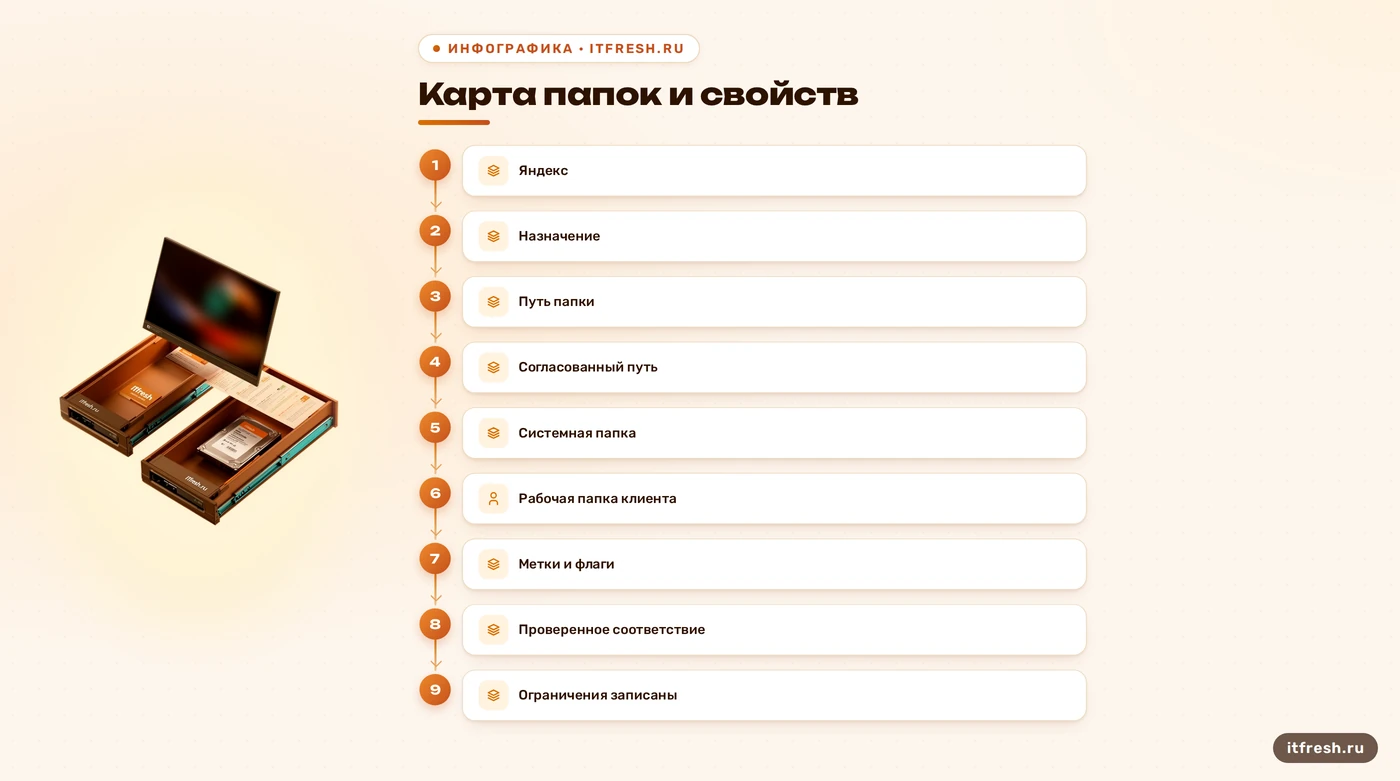 Сверка почты с Яндекса по карте папок и согласованным свойствам сообщений