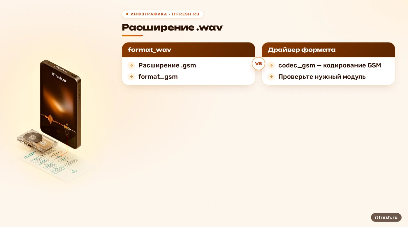 Сравнение файловых форматов WAV и GSM и модулей Asterisk