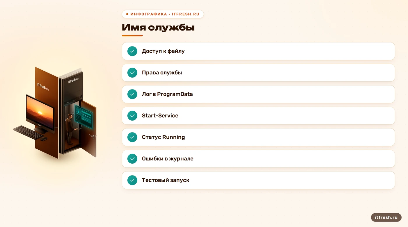 Чек-лист проверки скрипта запуска службы Windows