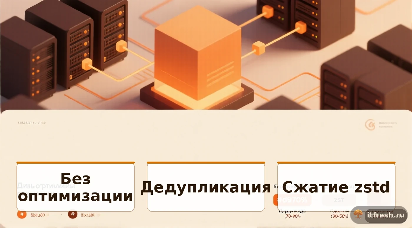 Сравнение экономии места в ZFS с дедупликацией и сжатием для бэкапов