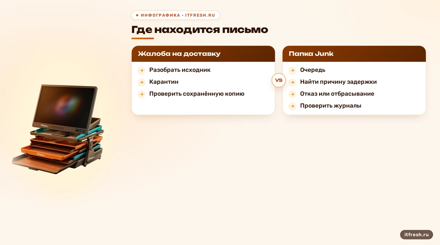 Антиспам Zimbra: поиск письма в Junk, карантине, очереди и журналах отказов