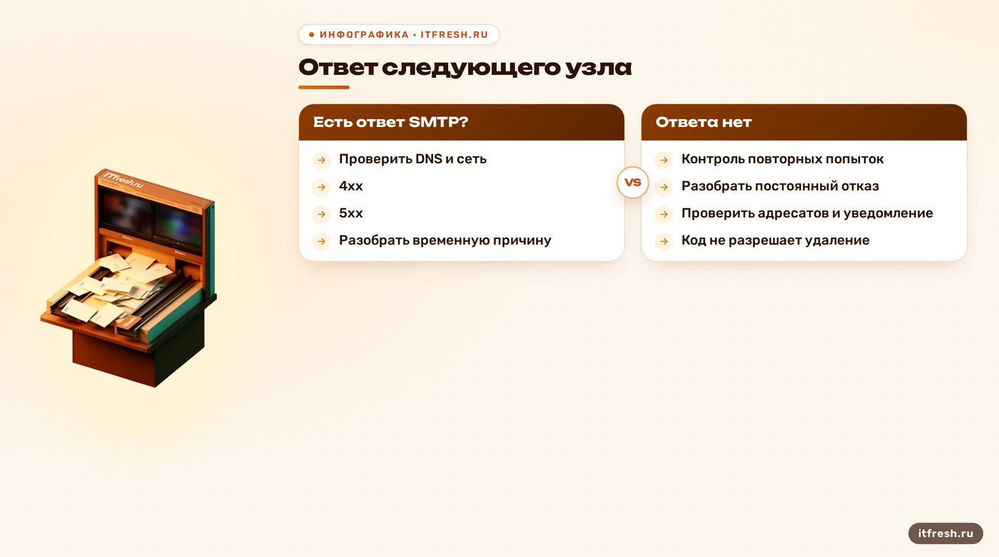 Дерево проверки очереди Zimbra: нет ответа, временный отказ или постоянный отказ